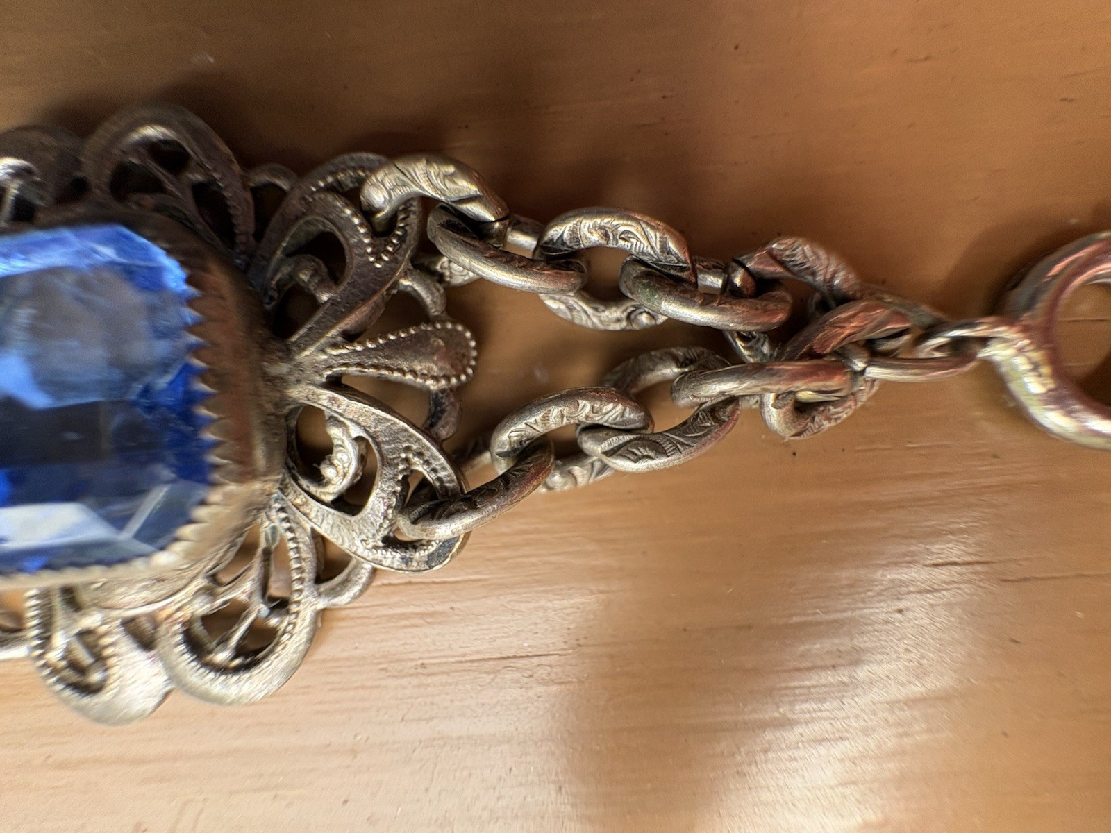 Blue Czech Glass Antique Bracelet Rare! Beautiful Condition! Estate Jewelry