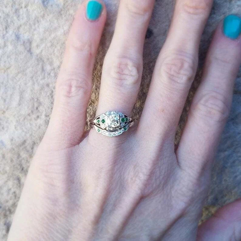 2Ct Art Deco Vintage Style Lab Created Diamond Engagement 14K White Gold FN Ring