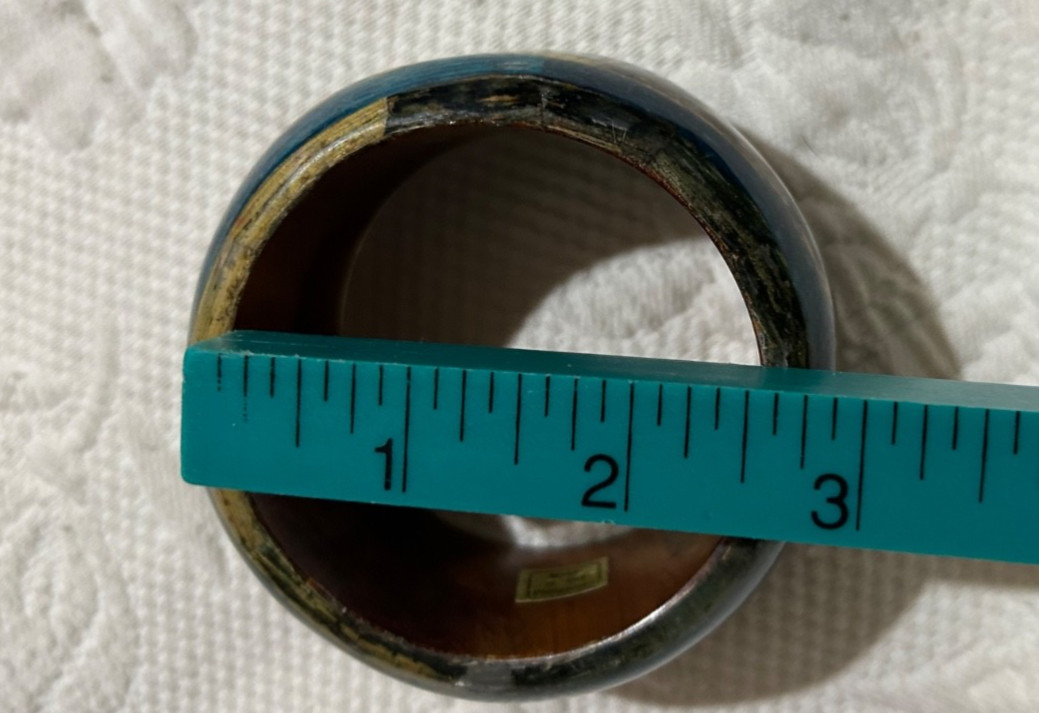 Artisan Wood Resin Acrylic Bangle Bracelet Boho Chunky Peacock Colors