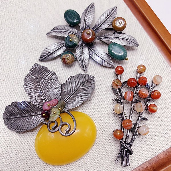 20PCS Elegant Aesthetic Mystic Brooch Random Mixed Natural Stone Jewelry Lot