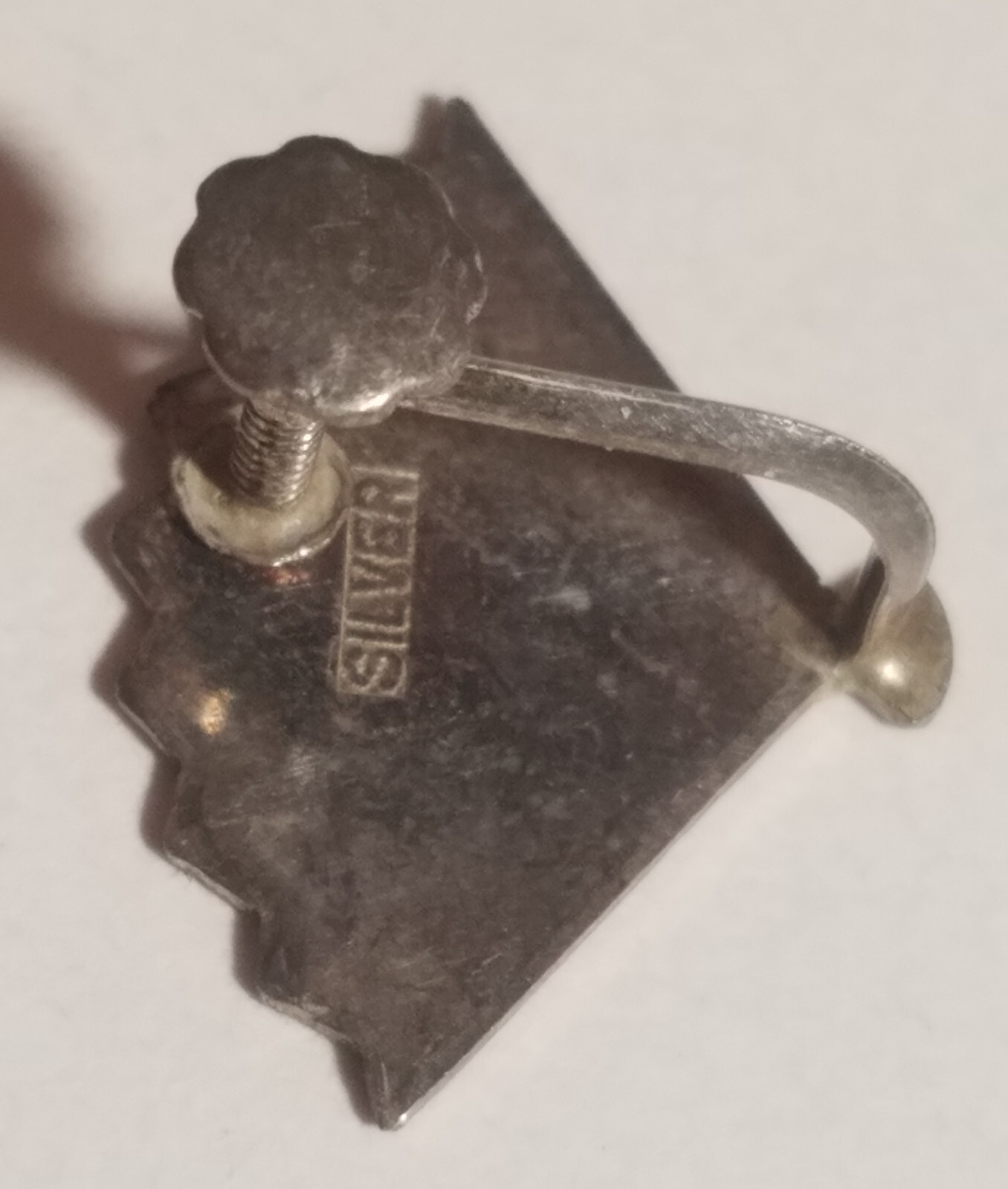 Fan Shaped Earrings, Marked Silver, Screw Back