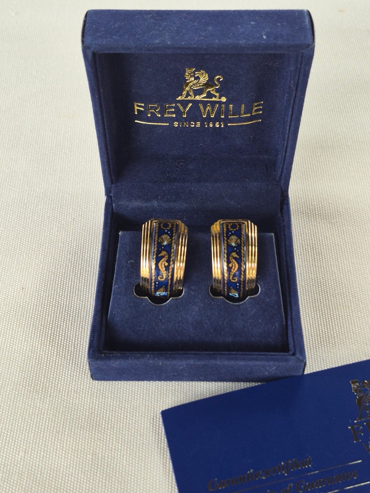 Rare Vintage Maritime 24k Gold Plated Frey Wille Clip Earrings
