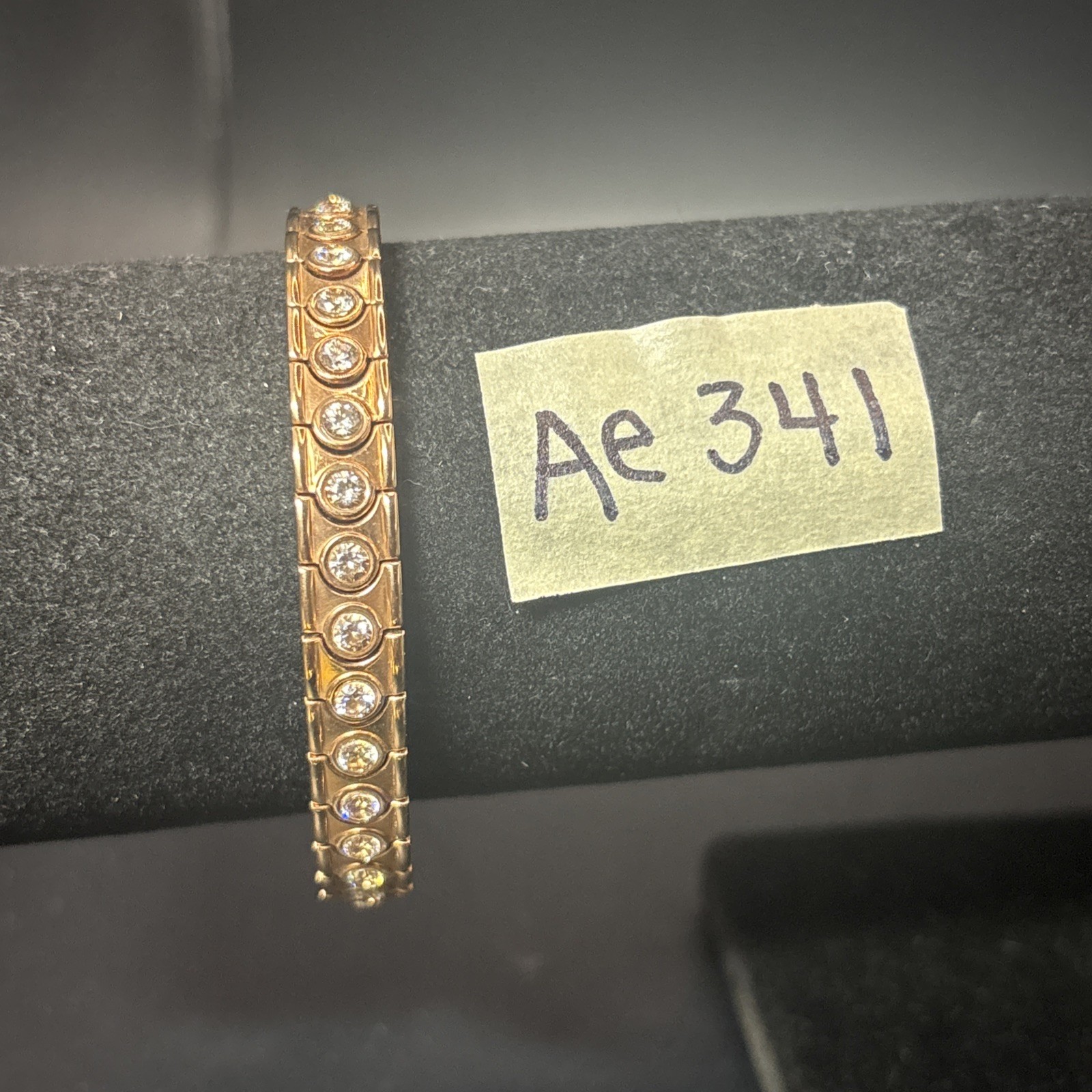 Vintage Speidel Stainless Steel CZ Stretch Bracelet Copper Color Unisex Adult