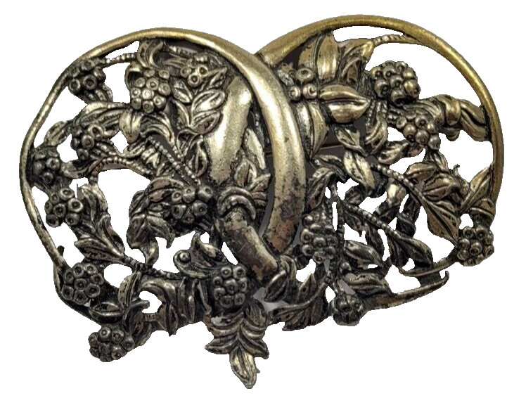 Brooch Silver plated Little Nemo Leaf Pin marked with LN/25 Antique Flower