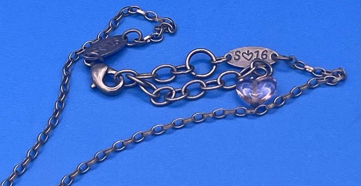 Vintage Sabika Necklace – Purple & Pink Crystal Pendant, Signed Statement Chain