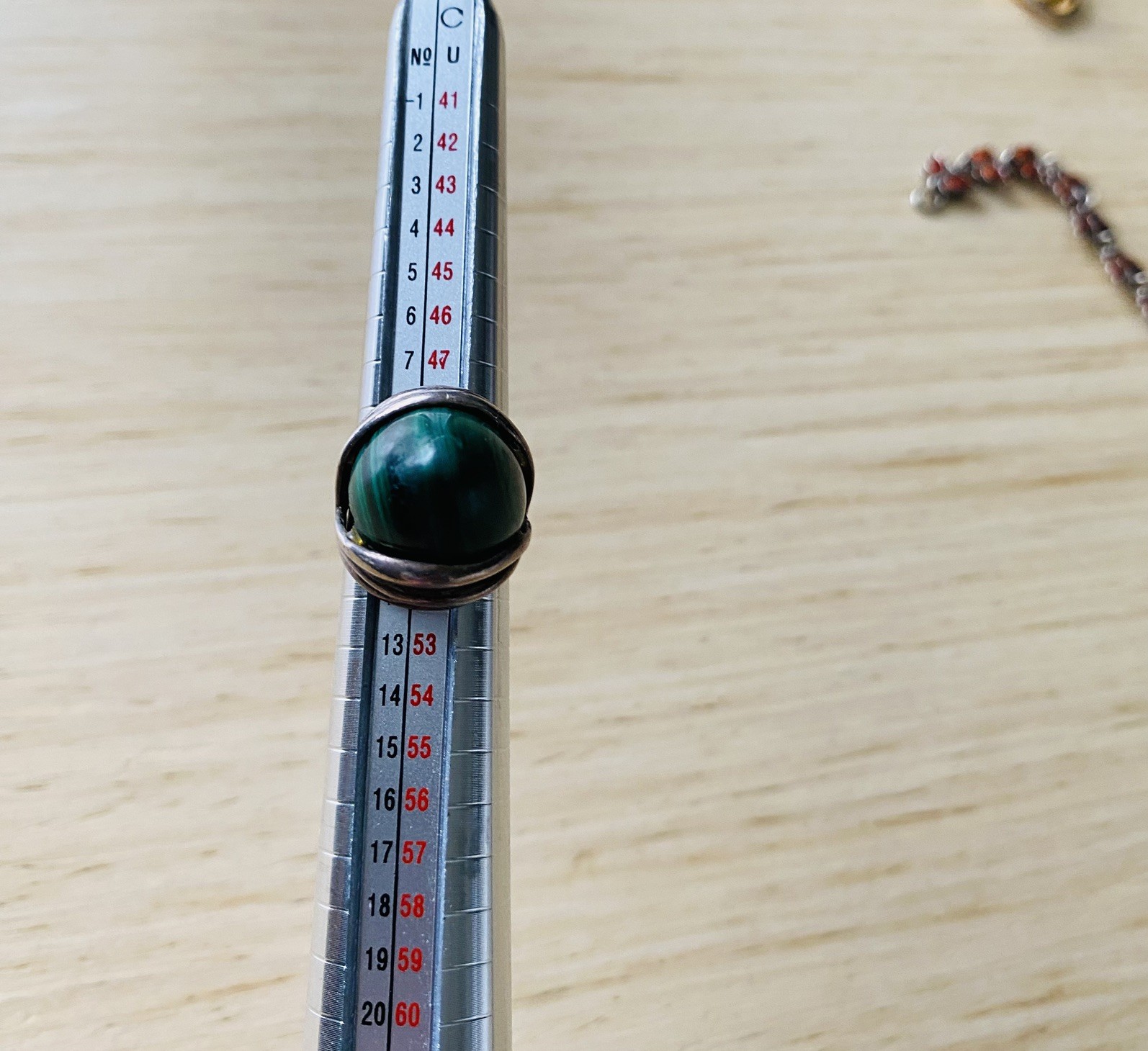 Malachite Sterling Silver MCM Scandinavian Denmark Norway Vintage Adjustable