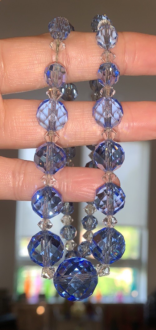 Gorgeous 1930’s German Sterling Graduated Glass Art Deco Crystal Necklace🔥Sign