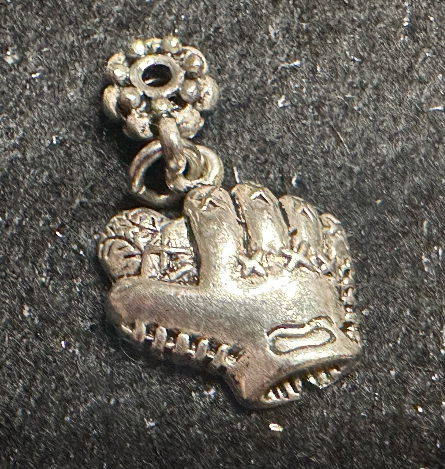 Lot of 8 Baseball Themed Silver-Tone Charms & 1 Enameled Pendant, Metal Alloy