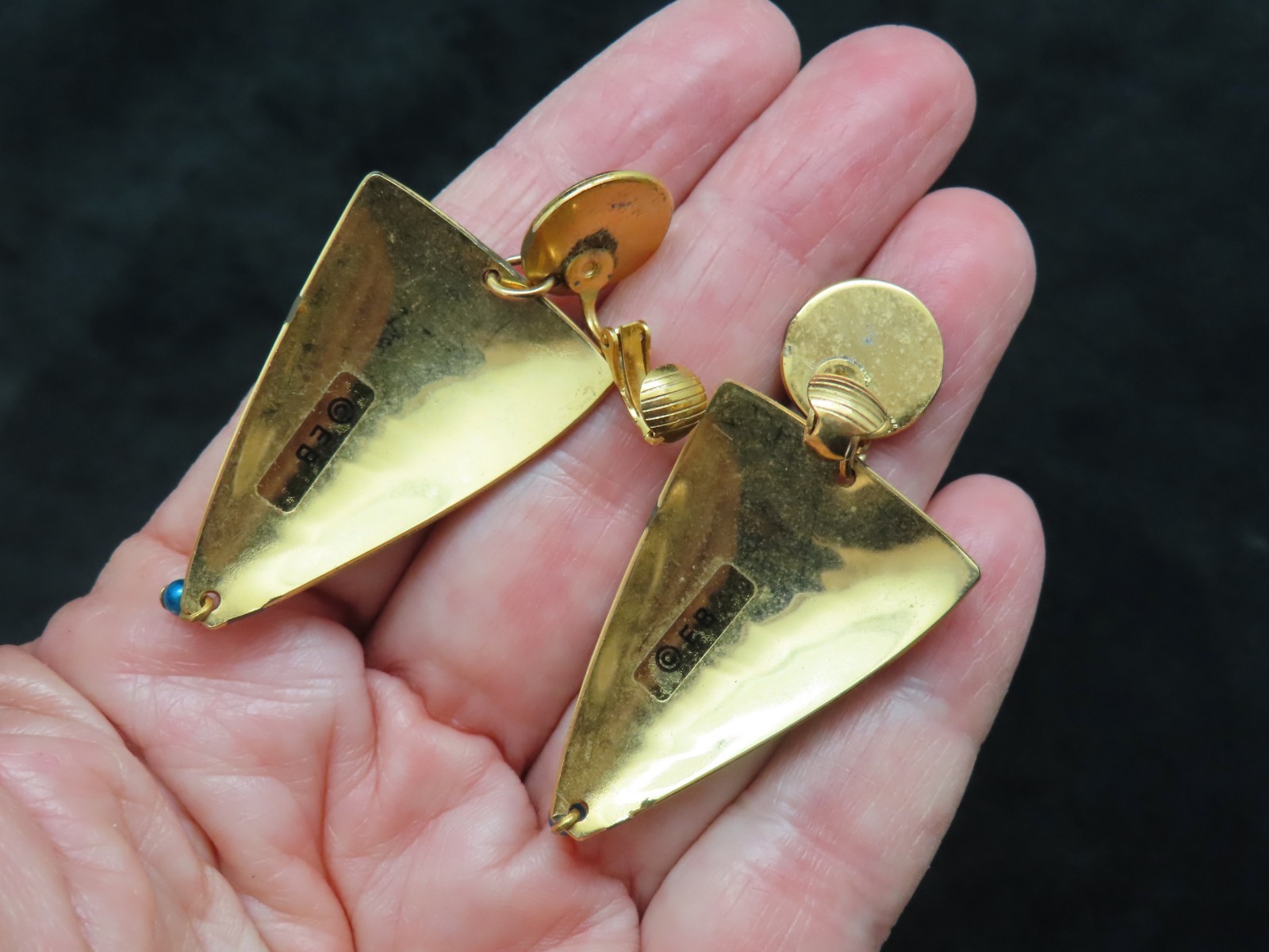 Vintage Sophisticated Edgar Berebi Blue Enamel Pierced Earrings