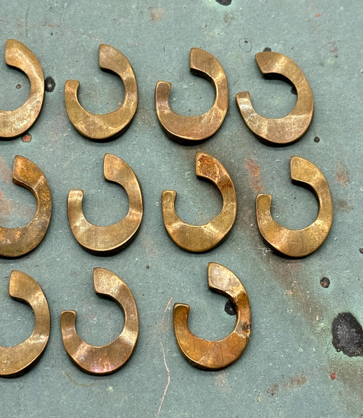 Vintage 23 mm C Shape Brass Hoop Stampings- Set of 13