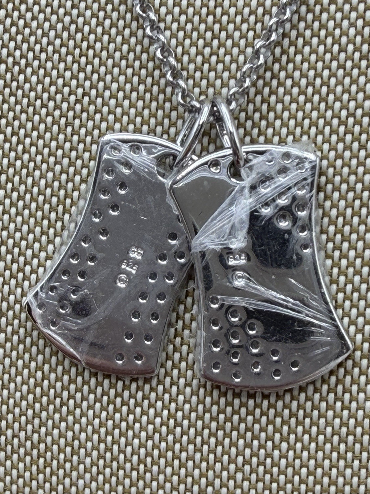 NEW Sterling Silver Naughty Nice Double Dog Tag Necklace 925 Maker Mark CC