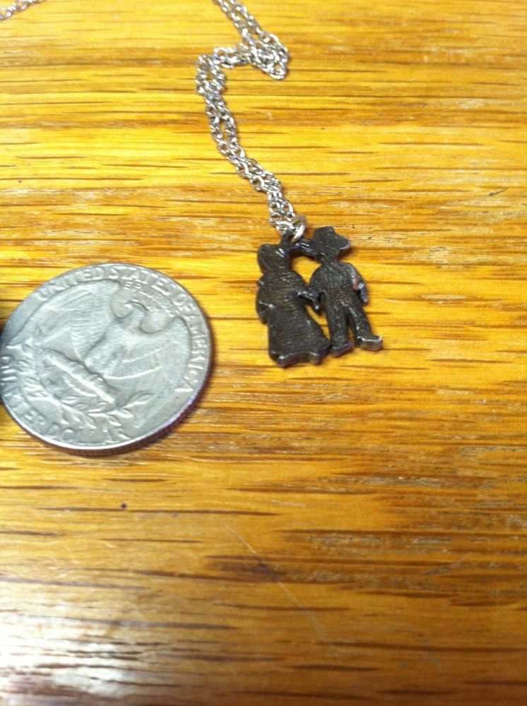 PEWTER TRINKET BOX EARRINGS NECKLACE PILGRIMS PIONEER VINTAGE