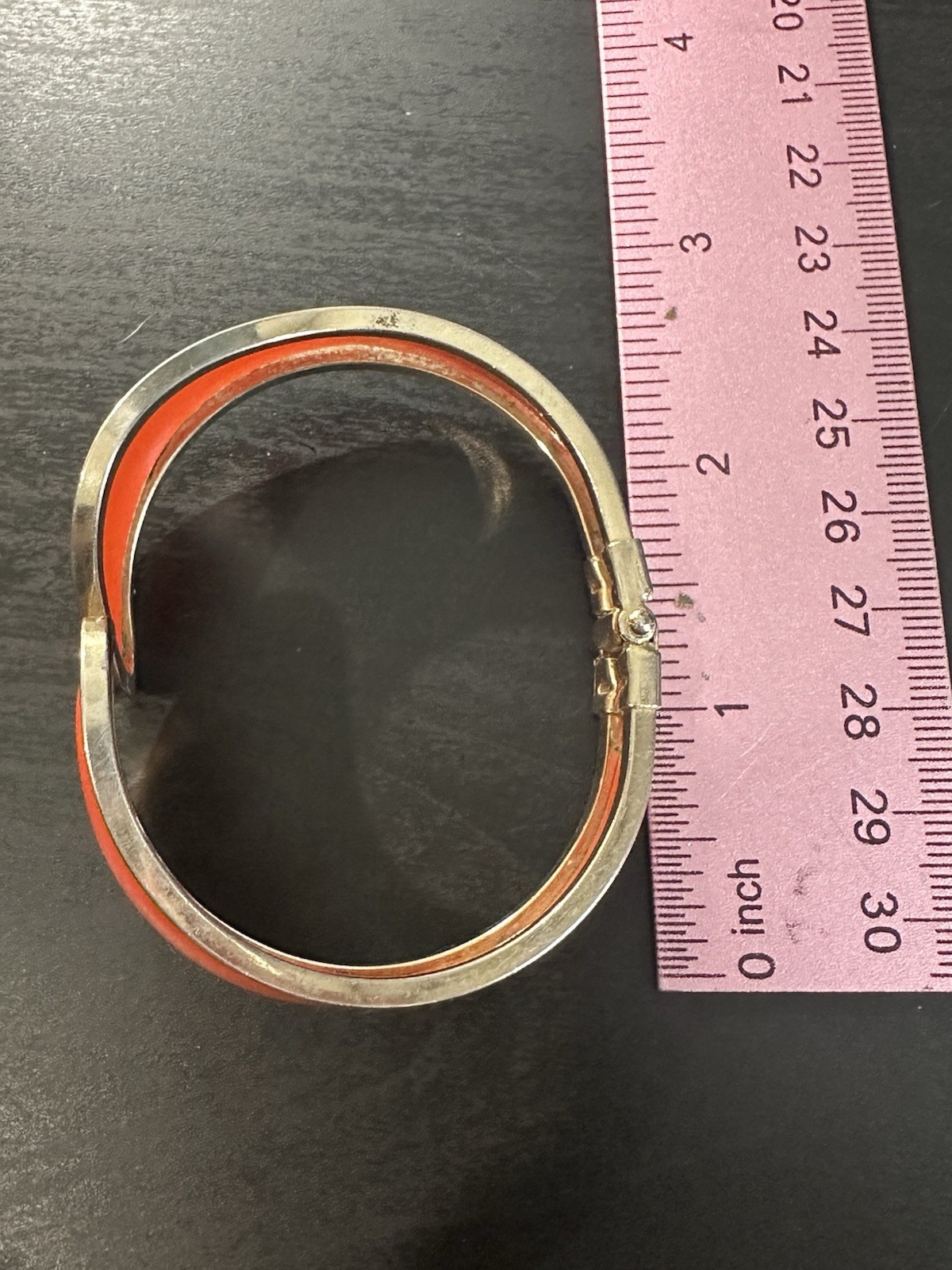 Vintage Orange Enameled Hinged Bracelet