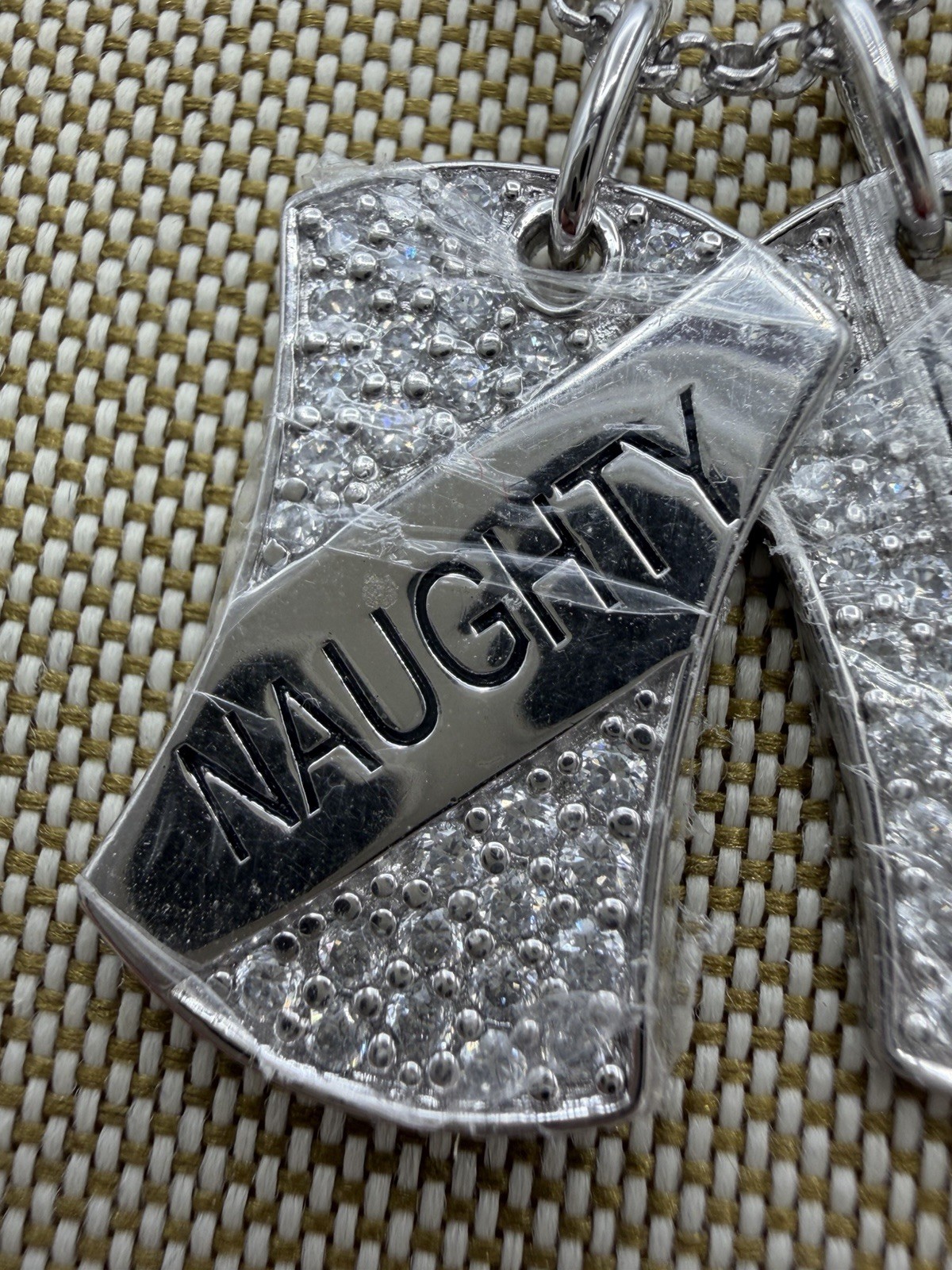 NEW Sterling Silver Naughty Nice Double Dog Tag Necklace 925 Maker Mark CC