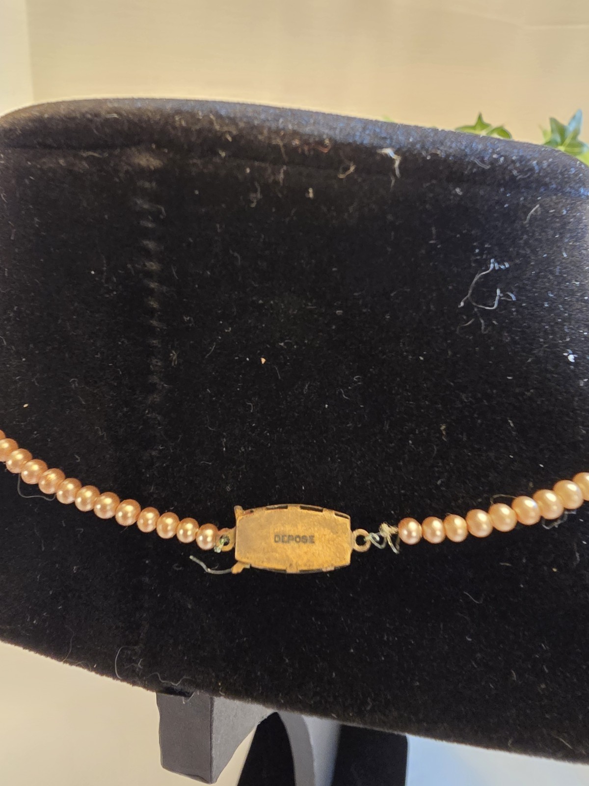Antique Cultured Pearl Choker Necklace 14.5″-Decorative Depose Clasp-1920’s-50’s