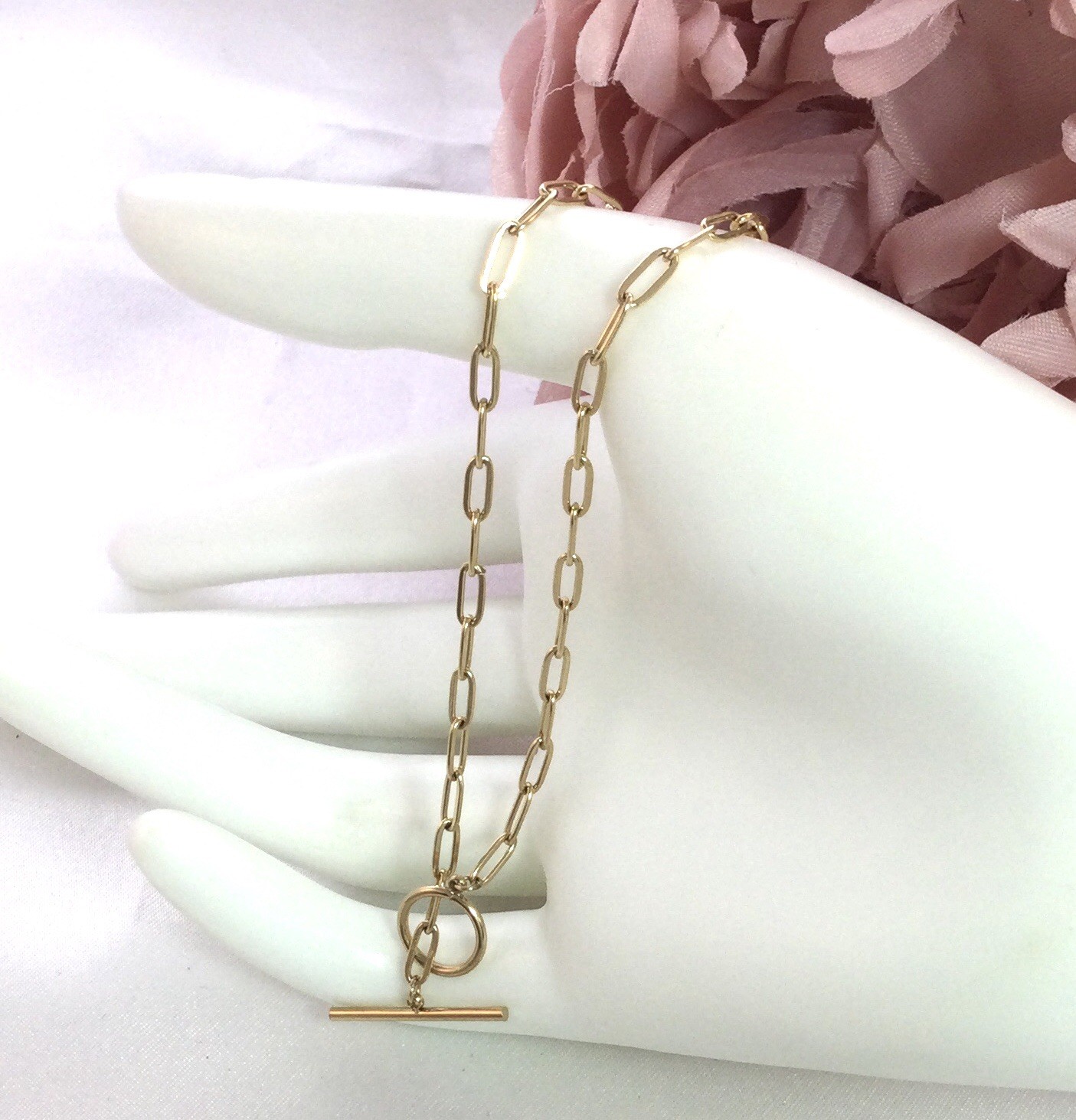 Vintage Jewellery Yellow Gold Chain Necklace Antique Deco Dress Jewelry