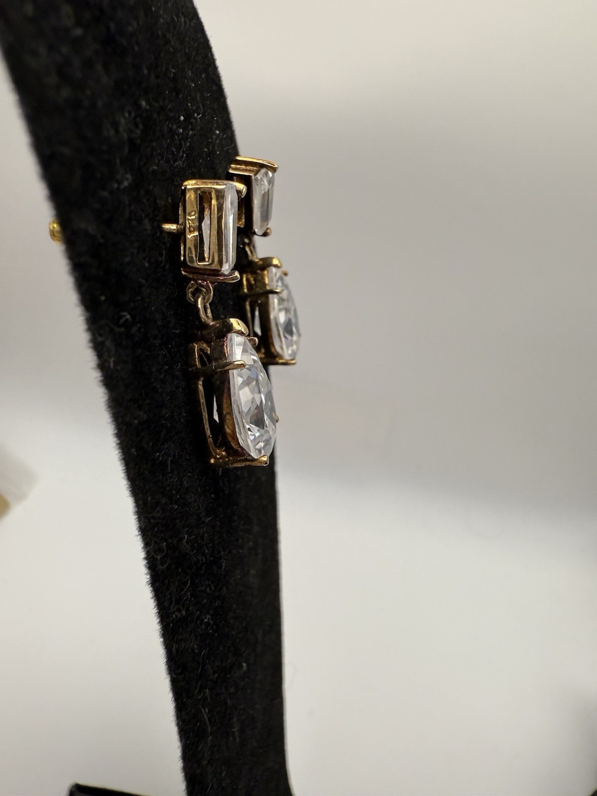 Sterling Silver And Crystal Drop Earrings Look Pear Tear Drop Shaped, Stunning!