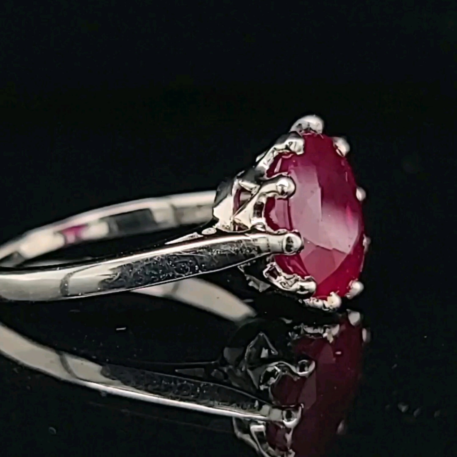Vintage Platinum Engagement Ring 4.31ct. Natural Burma Round ruby GIA CERT