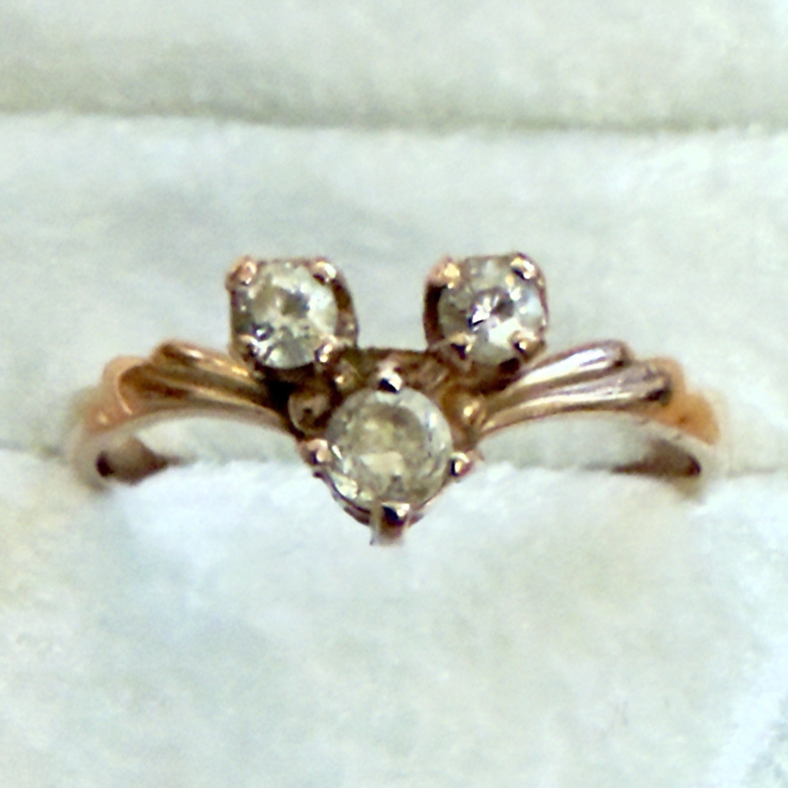 Size 5.75 – 14K 585 Rose Gold & Fianite (CZ) Vintage East European Ring – #1995