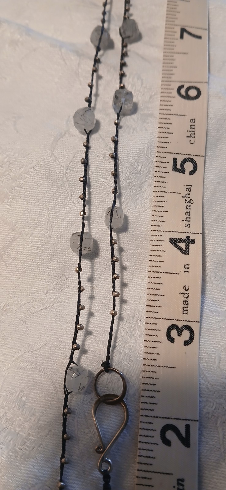 Vintage Quartz 21 Nuggets Necklace, Woven Braid, Golden Bronze Beads, 16″ Toggle