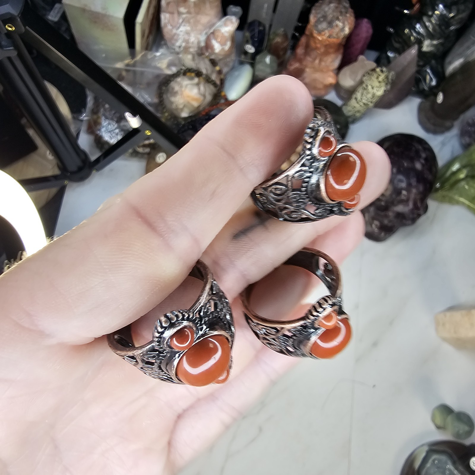 ADJUSTABLE Antique Designed Red Jasper Stone With A Twist Shape Base