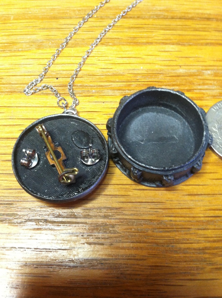 PEWTER TRINKET BOX EARRINGS NECKLACE PILGRIMS PIONEER VINTAGE