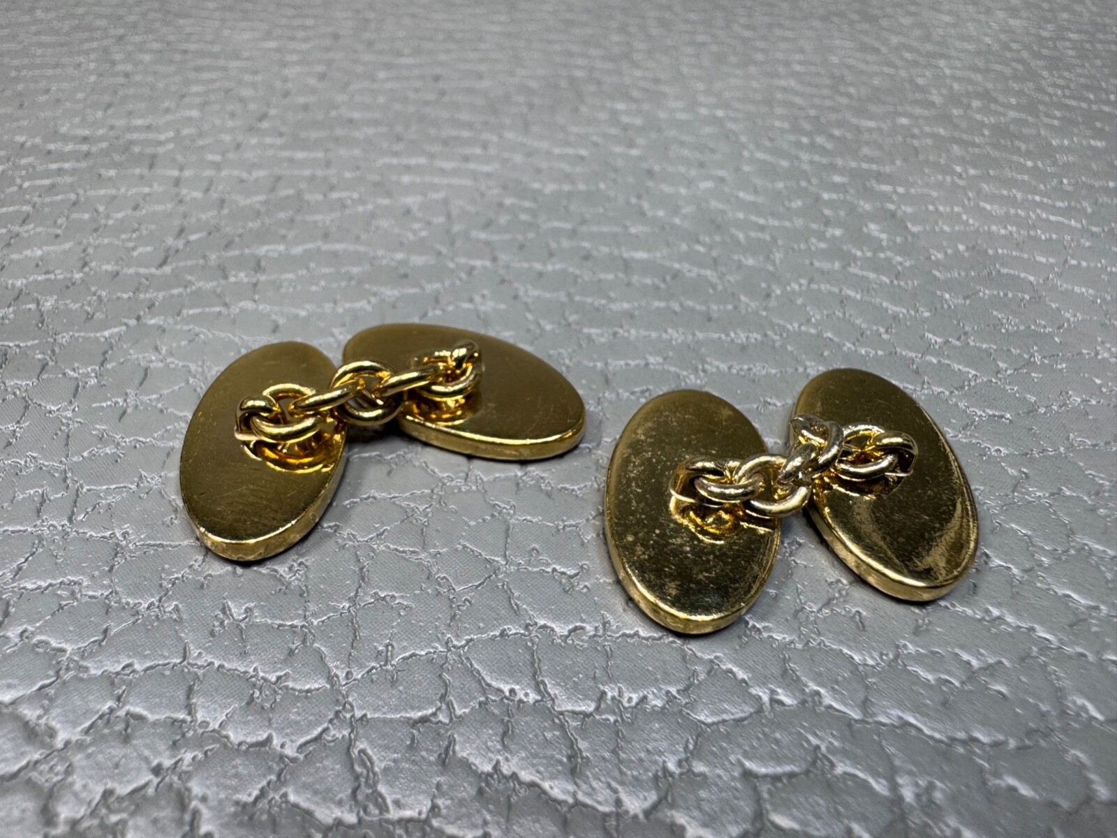 Black Enamel Yellow Gold Plated Cuff Links