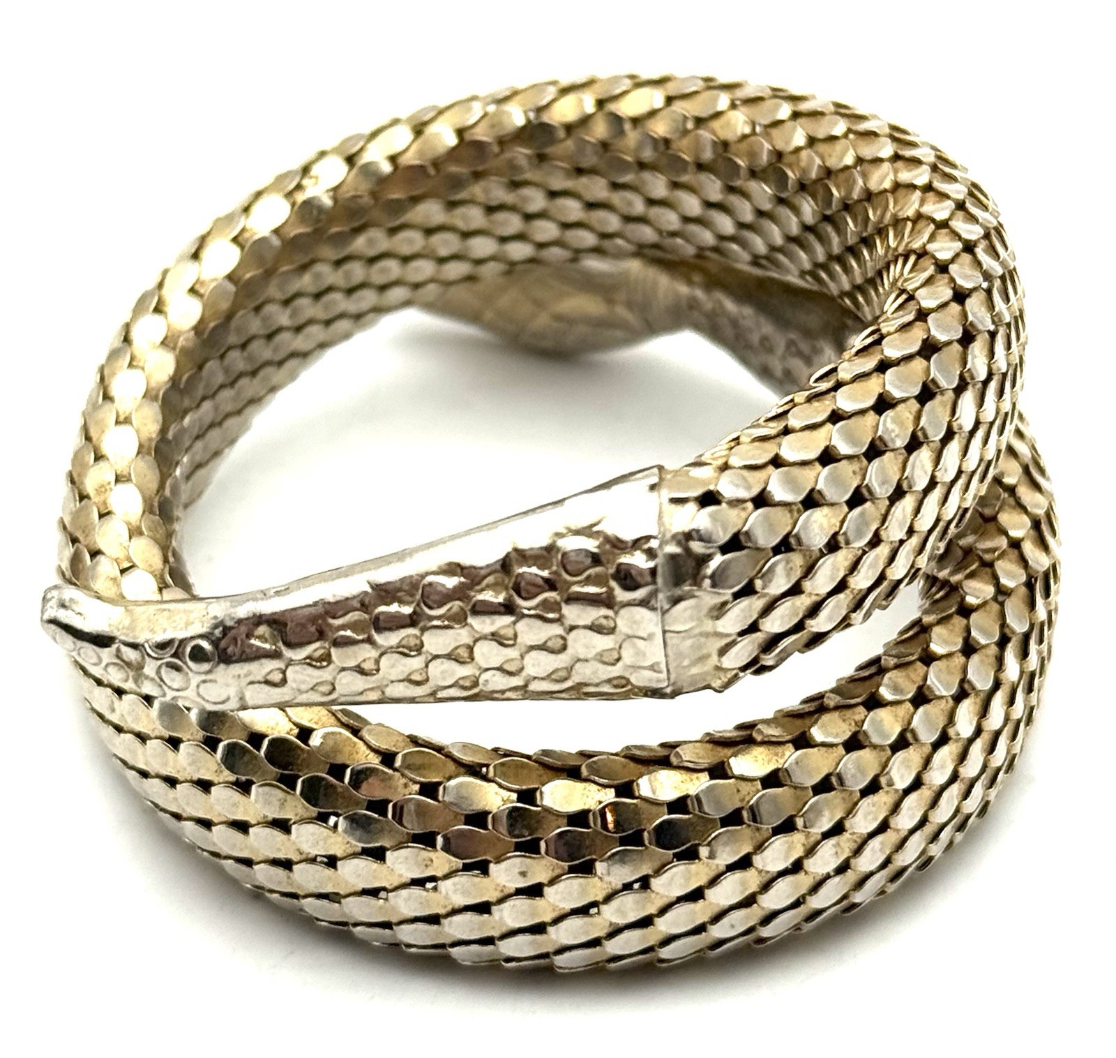 Vintage Snake Coil Mesh Wrap Bracelet Gold Played Serpent Unsigned