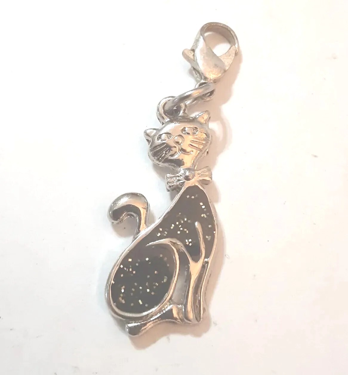 Vintage Enamel Lucky Black Cat Charm
