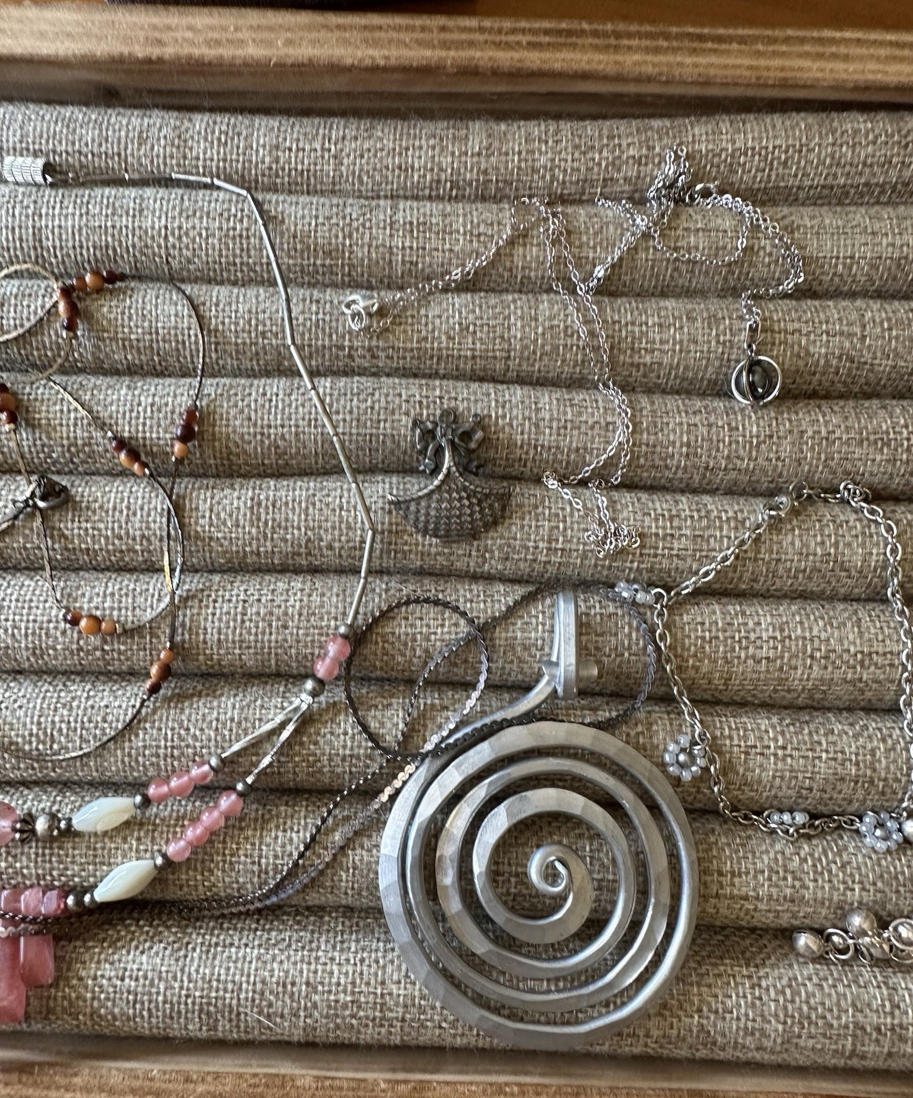 Vintage Sterling And Other Material Necklace Bracelet Lot