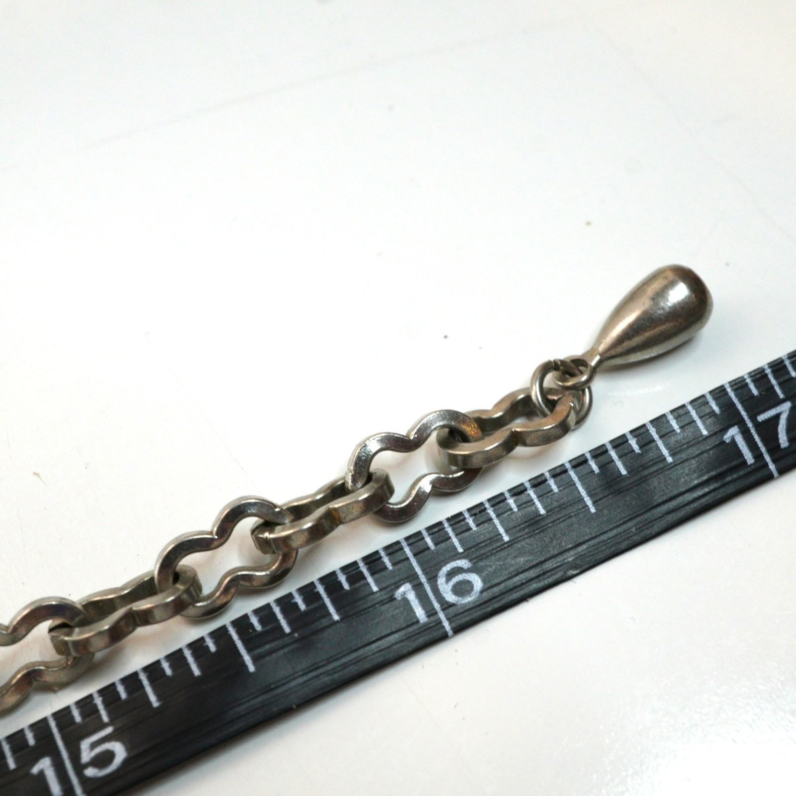 Vintage Modernist Silver-Tone Geometric Chain Link Choker Necklace Adjustable
