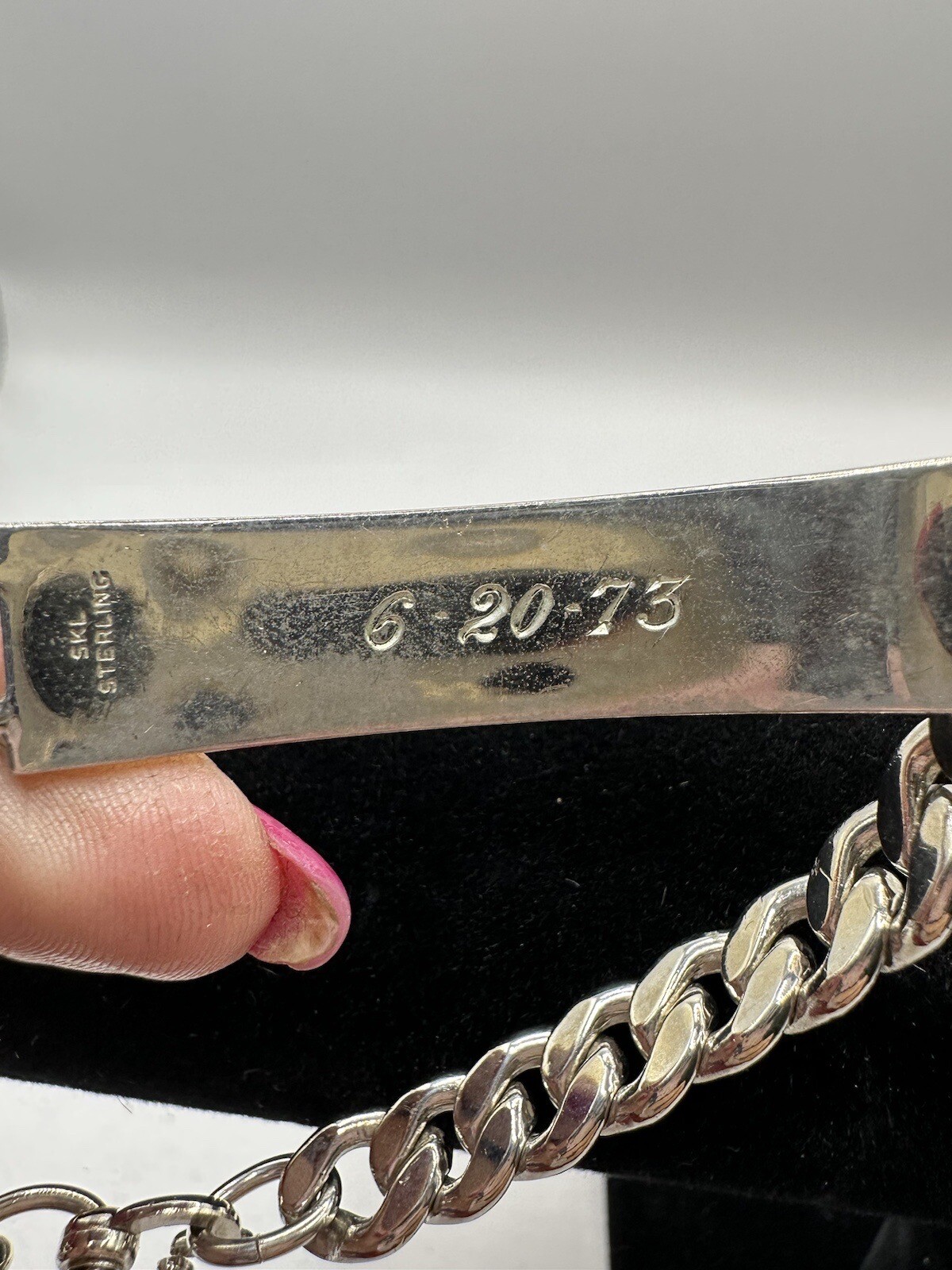 Sterling Silver Vintage SKL Identity ID Bracelet “H.G.” 8-inch Curb Chain