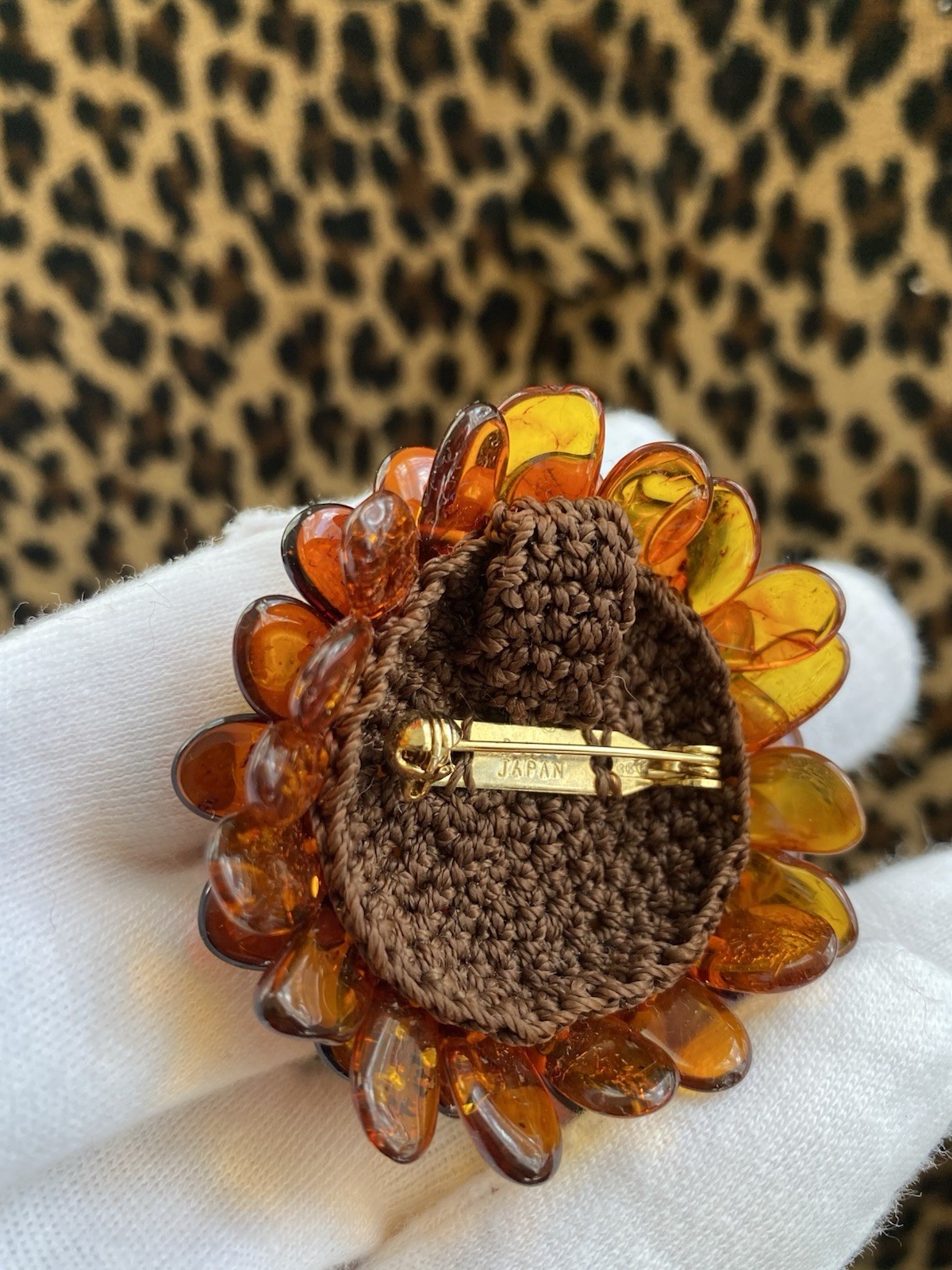 Baltic Amber Honey Butterscotch Cognac Beaded Flower Brooch or Pendent