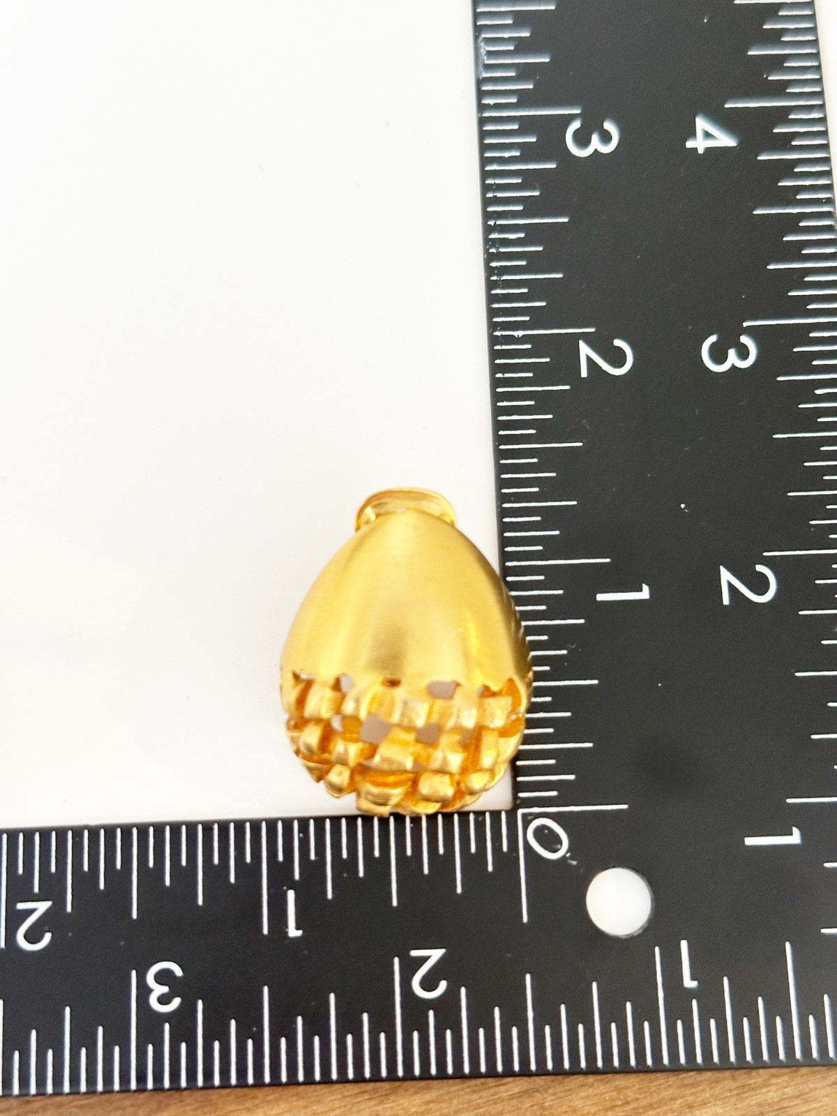 Vintage Clara Studio Earrings Signed Brushed Gold Tone Basket Weave Clip On