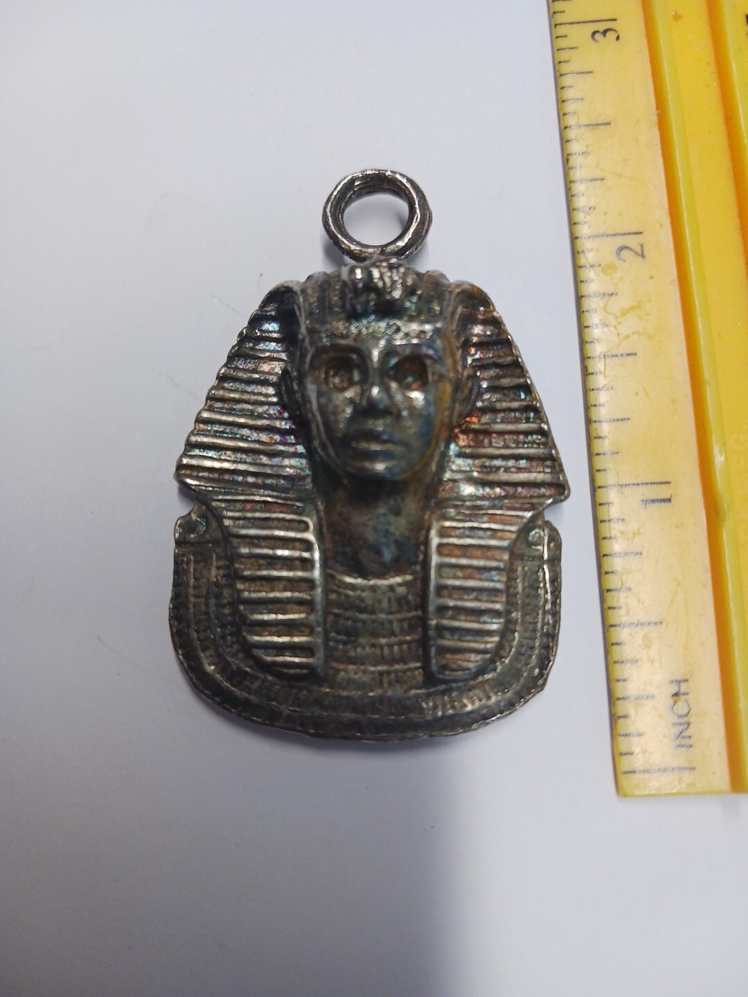 Vintage King Tut Medallion Necklace Head Large Egyptian King Tut Statue Figurine
