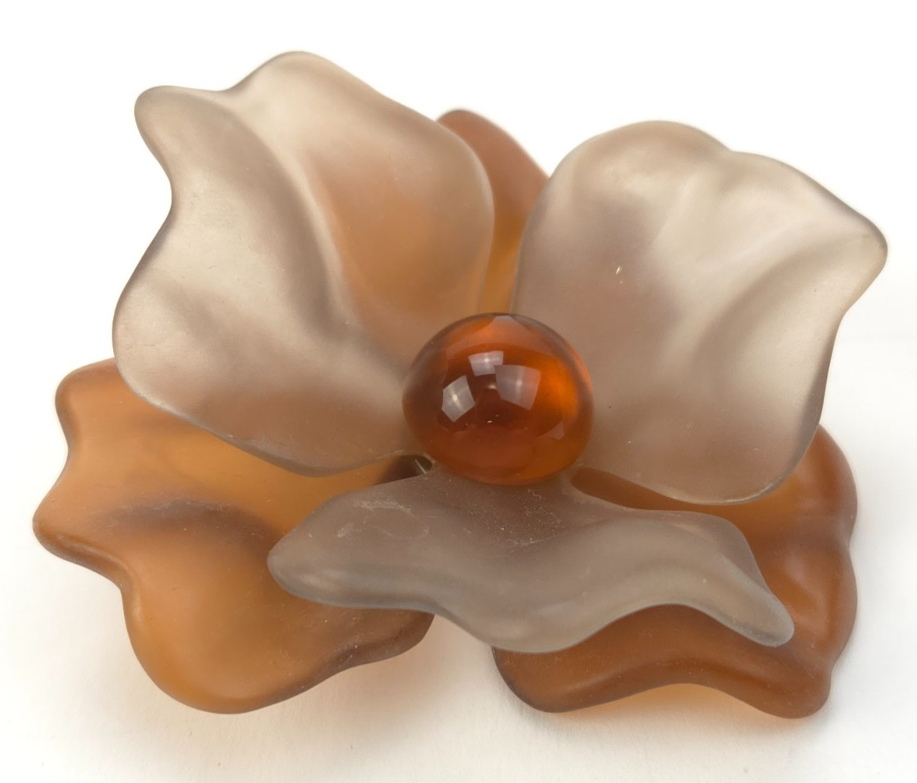 Huge Vintage Brushed Molded Resin Celluloid Acetate Acrylic Flower Brooch Pin 3″