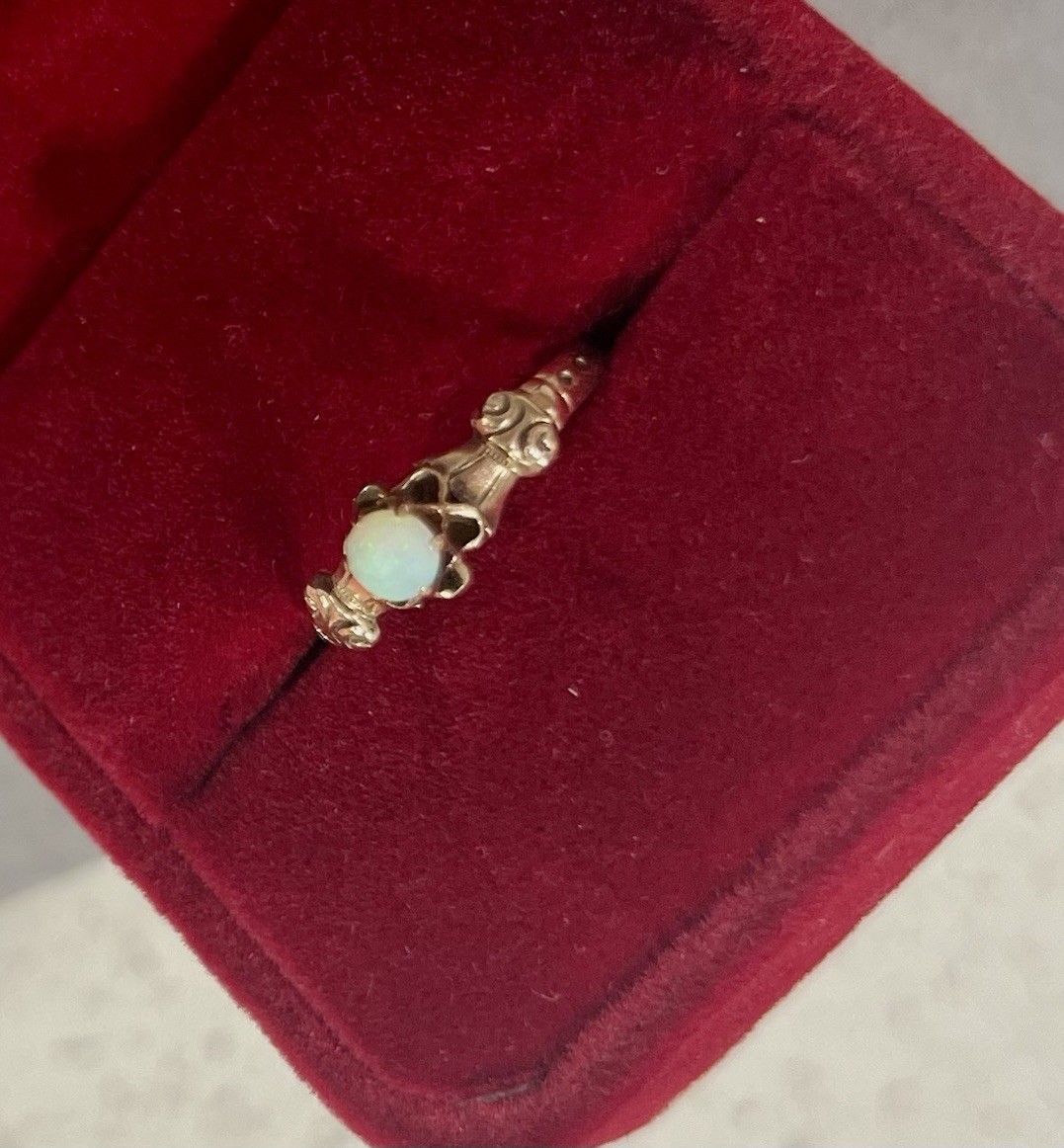 Victorian Antique Opal 10k Yellow Gold Ring Size 7.25 Reduced! Intricate Belt
