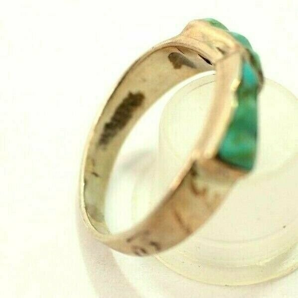 Sharp Turquoise Inlaid Semi Bypass Ring Sterling Silver Assorted Sizes