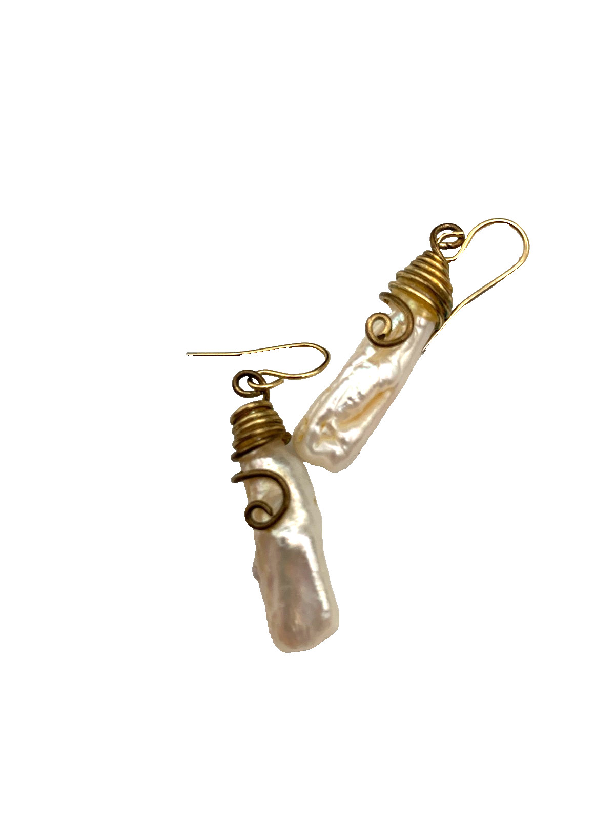 Vintage Biwa-Style Baroque Pearl Earrings