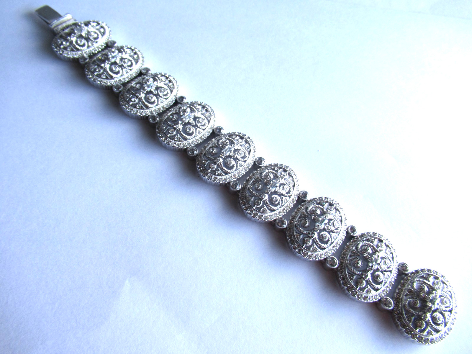 Napier Rhinestone Rhodium Plate Bracelet 7.5 in Gorgeous