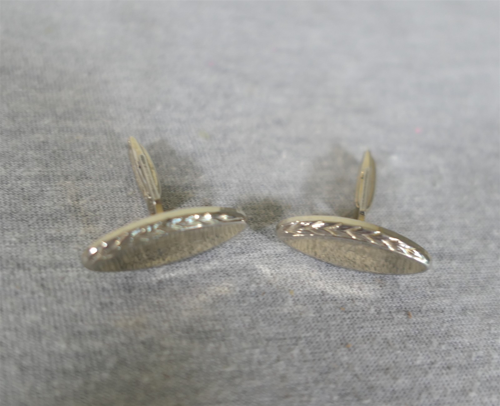 Vintage Pair Gold Tone Metal Alloy Personalized “Paul” Leaf Frond Cufflinks