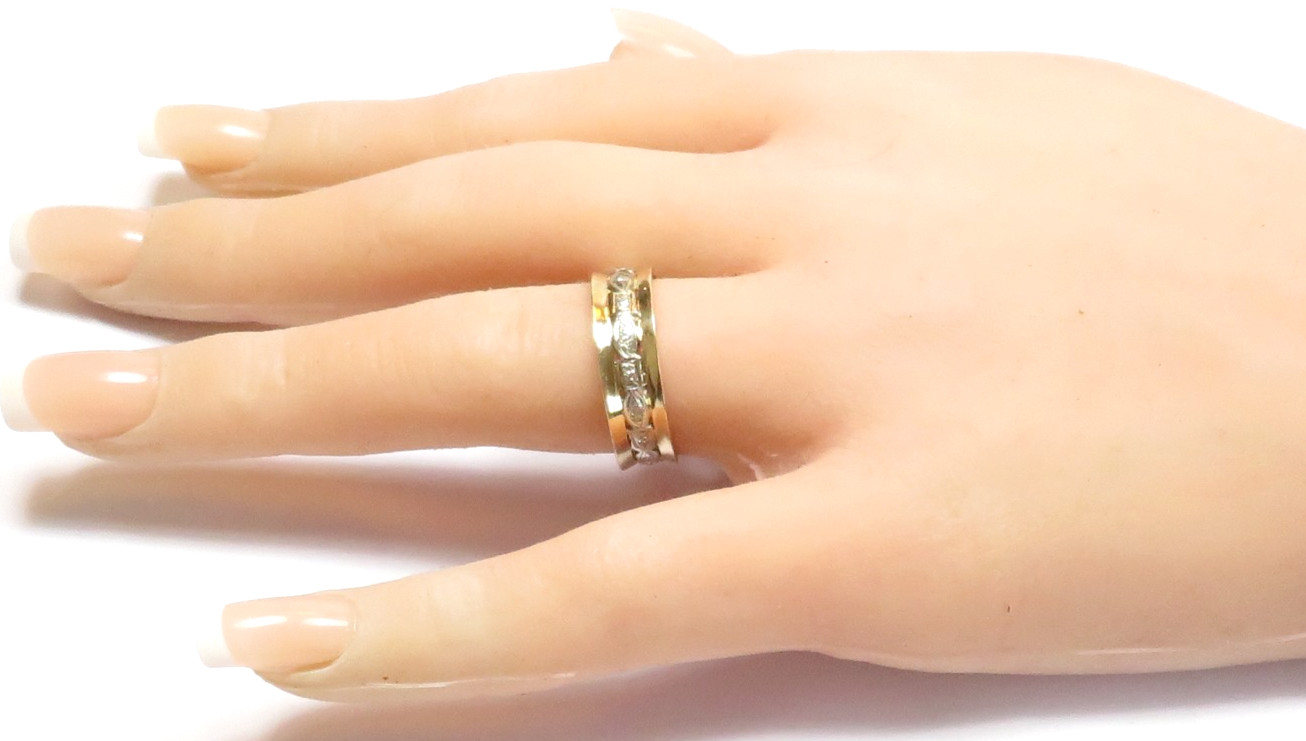 Antique Deco 1920’s 14K Two Tone Eternity Wedding Band Size 8.5 UK-Q1/2 EGL USA