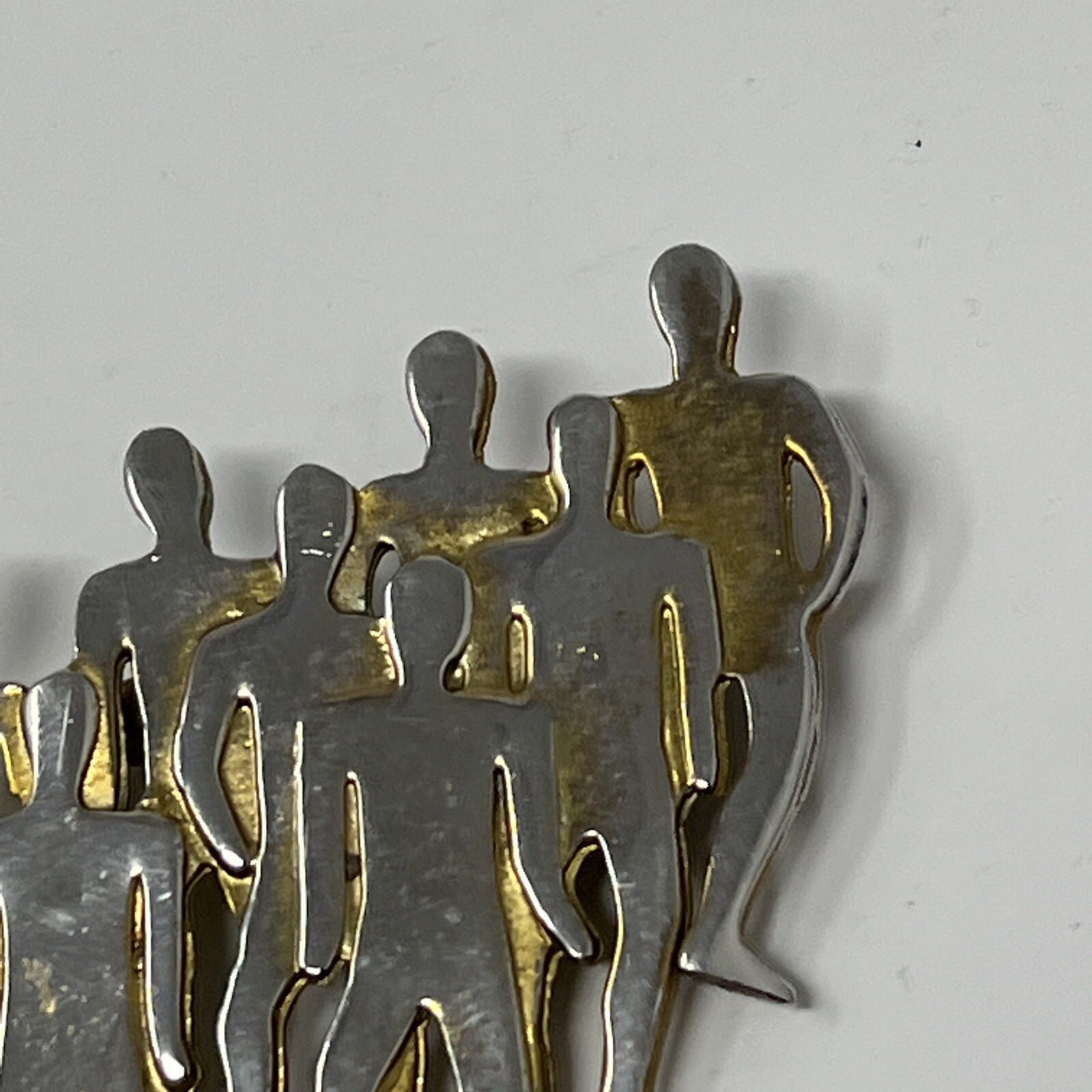 Vintage 1980s 8 Man Brooch Brass Plated VTG Jewelry See Images