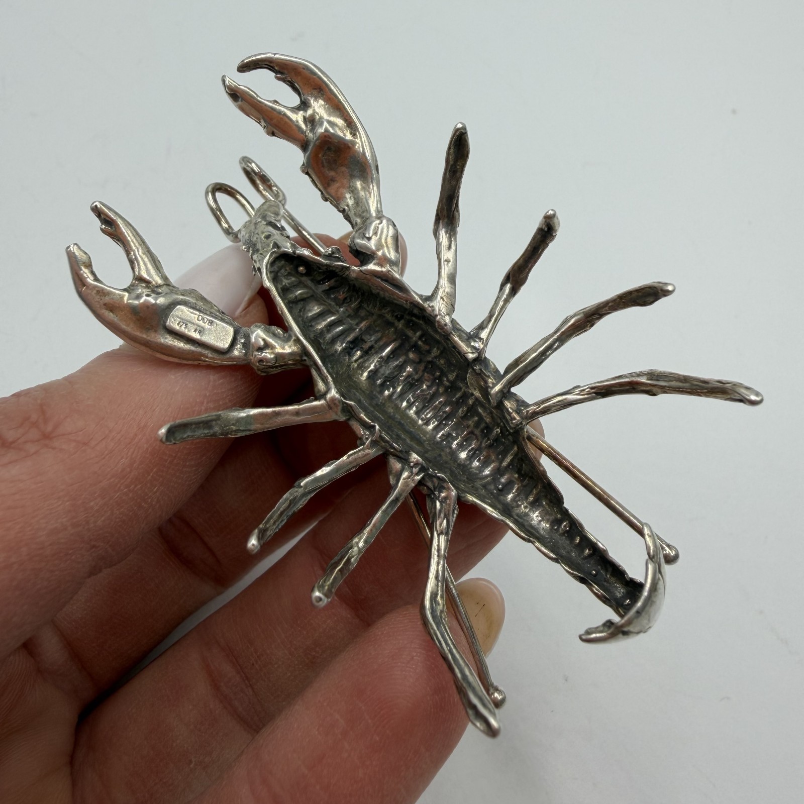 Vintage Italian 800 Silver Lobster Figurine Miniature Collectible Statue