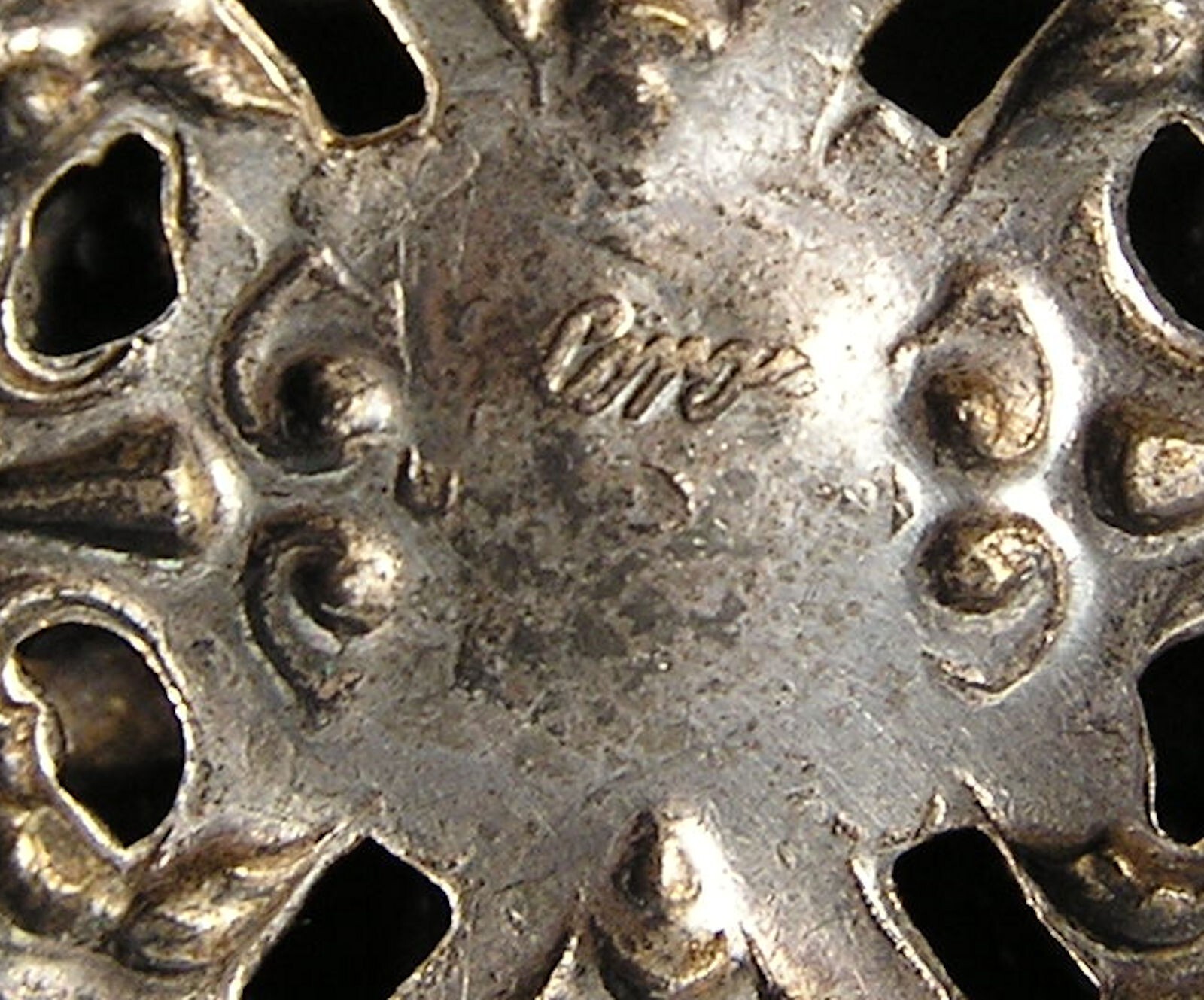 Vintage Coro Oxidized Silver Repousse Multi Layer Cherub Mythical Creatures Pin