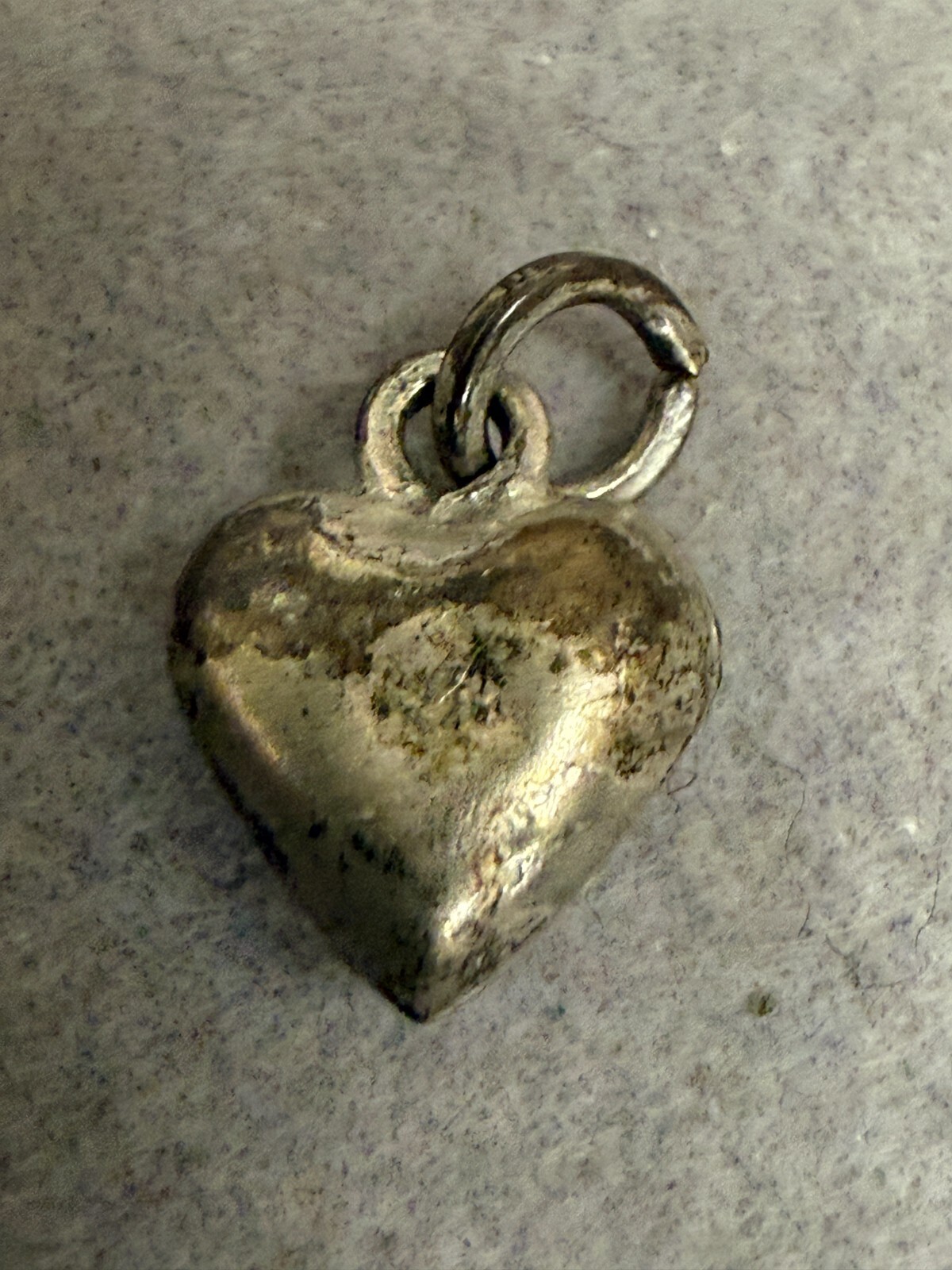 Vintage Sterling Silver Puffy Heart Shape Charm Pendant Romantic Gift For Her