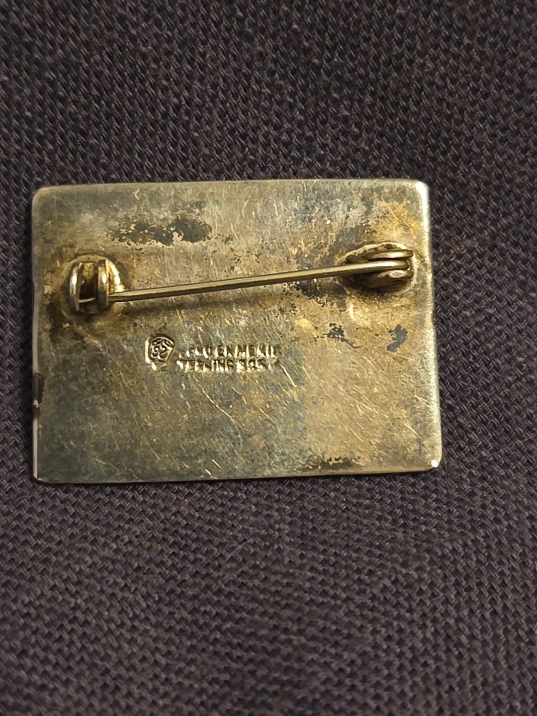 sterling pin brooch Mexico signed man & plant 1″ x 1 3/8″