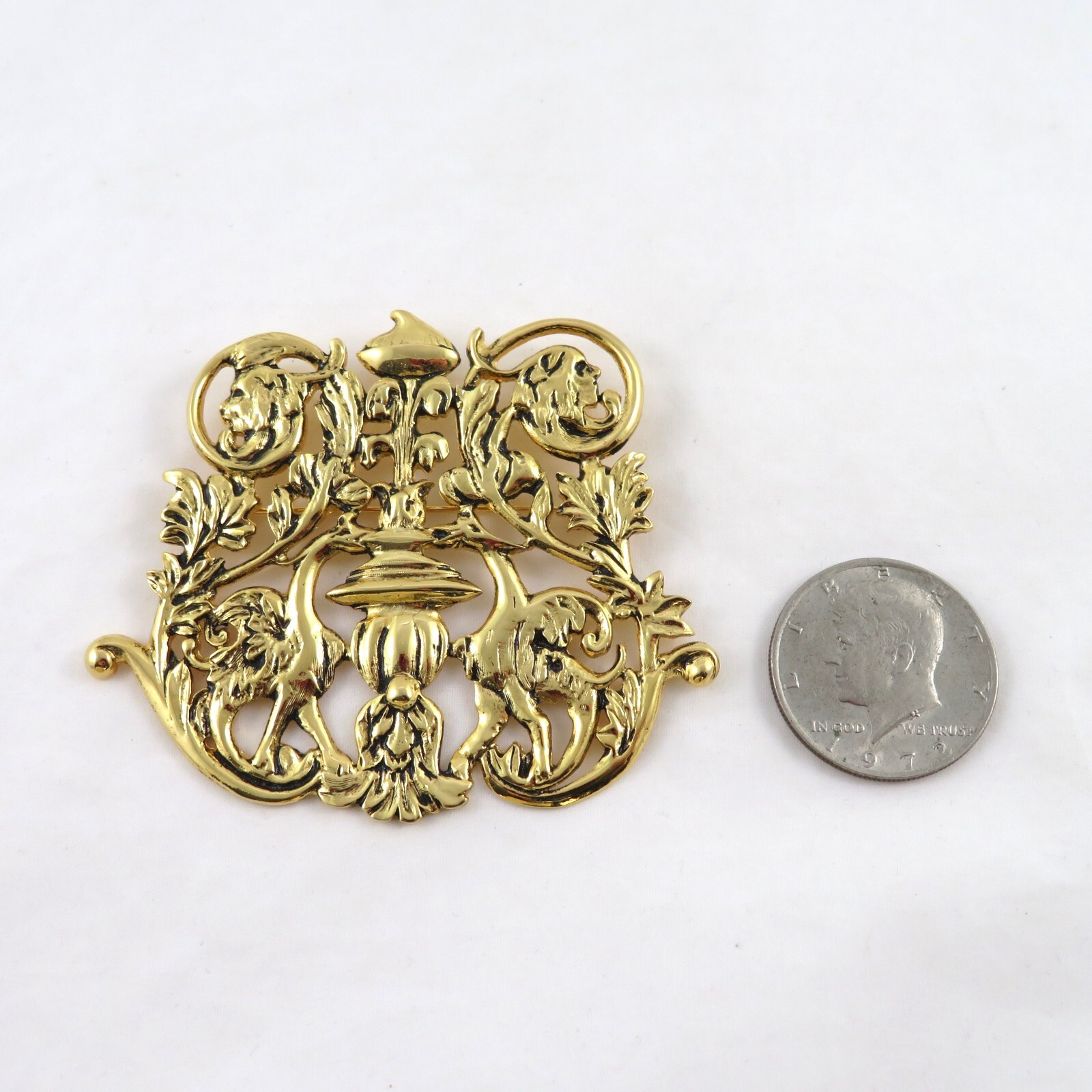 Beverly Sills Brooch Mythical Creatures Gold Tone Vintage