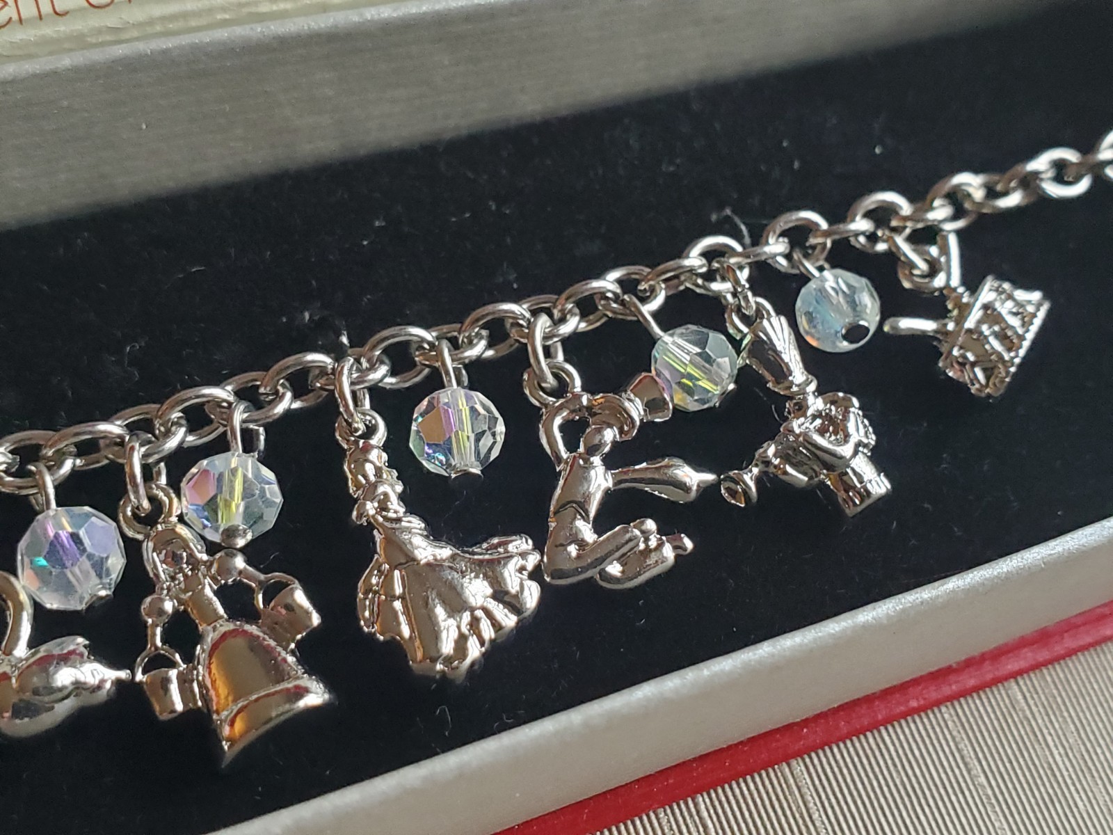 12 Days Of Christmas Charm Bracelet Sterling Silver Finish Toggle Clasp In Box