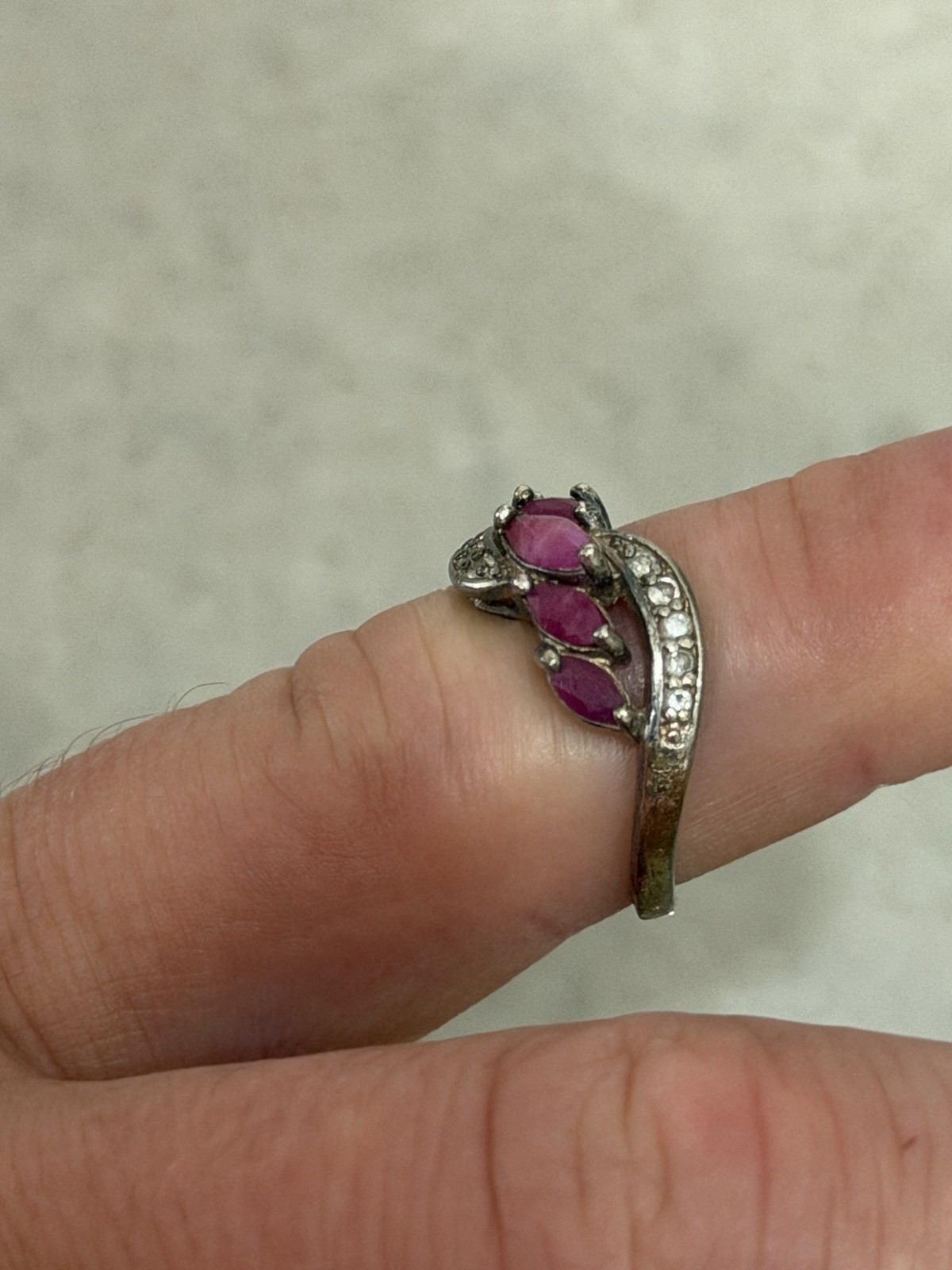 Vintage 925 Sterling Silver Ruby Ring Size 6.75